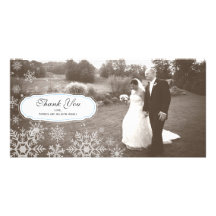Elegant Snowflake Wedding Thank You Photo Card