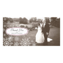 Elegant Snowflake Wedding Thank You Photo Card