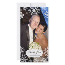 Elegant Snowflake Wedding Thank You Picture Card