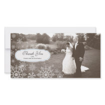 Elegant Snowflake Wedding Thank You Photo Card
