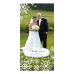 Elegant Snowflake Wedding Thank You Custom Photo Card