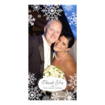 Elegant Snowflake Wedding Thank You Picture Card