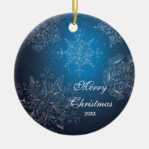 Elegant Snowflakes Dated Merry Christmas Ornament
