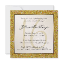 Elegant Sparkling Gold Sweet 16 Glitter Invite