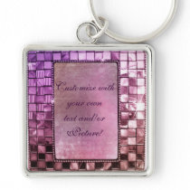 Elegant Sparkling Purple Custom Frame Designs Key Chain