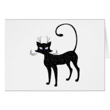 Elegant Spotted Black Cat Greeting Cards