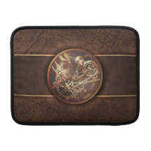 elegant steampunk gears gold brown MacBook sleeve