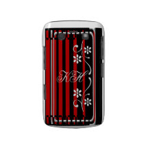 Elegant striped case with flowers and Monogram Blackberry Cases