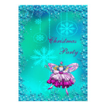 Elegant Sugar Plum Fairy & Sequins Christmas Party Personalized Invitation
