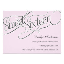 Elegant Sweet 16 Invite in Pale Pink