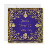 Elegant Sweet 16 Royal Blue Gold Invitation