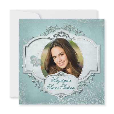 Elegant Sweet Sixteen Photo Invitation - Teal by TreasureTheMoments