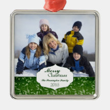 Elegant swirl christmas holiday photo ornament