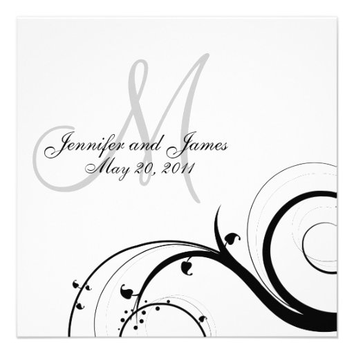 Elegant Swirl Monogram Wedding Invitation Front