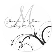 Elegant Swirl Monogram Wedding Invitation Sticker