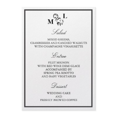 Elegant Swirl Wedding Menu Card Announcements by OrchardGreetings