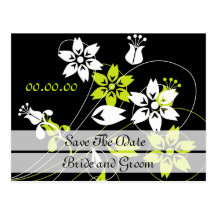 Elegant Swirls And Flowers Save The Date Postcards