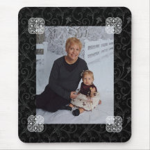 Elegant Swirls and Snowflakes Custom Photo Mouse Pad