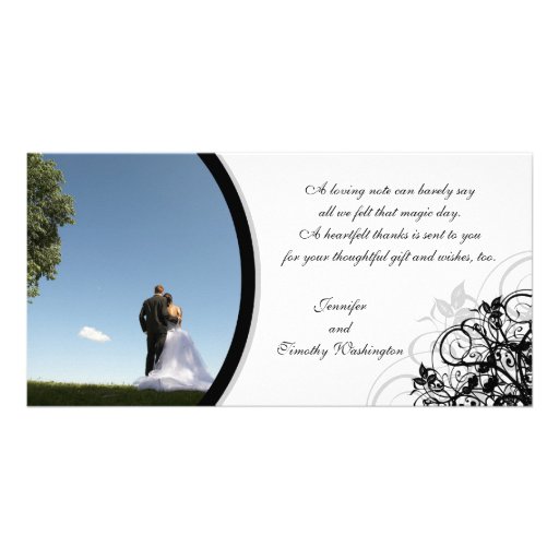 Elegant swirls wedding thank you photocard photo cards
