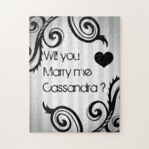 Elegant swirly black and grey style proposal jigsaw puzzle