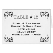 Elegant Table number template wedding Cards