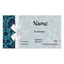 elegant teal blue and midnight damask business card template