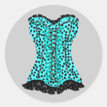 Elegant Teal Blue Leopard Corset Stickers