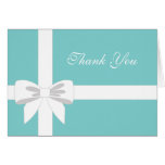 Elegant Teal Blue White Ribbon Thank You Greeting Card