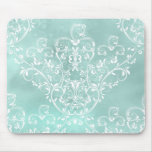 Elegant Teal Damask Mousepad