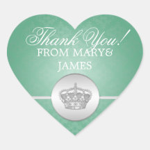 Elegant  Thank you Royal Crown Mint Green Sticker
