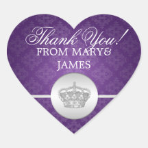 Elegant  Thank you Royal Crown Purple Sticker