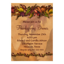 Elegant Thanksgiving Dinner Party Invitations