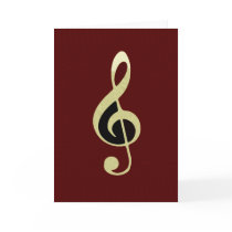 Elegant Treble Clef on Deep Red Card