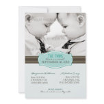 Elegant Twins Birth Announcement: Aqua Blue