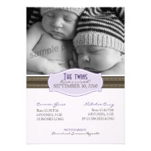 Elegant Twins Birth Announcement: Lavender