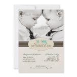 Elegant Twins Birth Announcement: Sepia Brown invitations