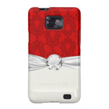 elegant two tone red damask pattern samsung galaxy s case