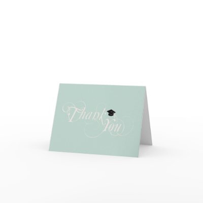 Elegant Type & Cap Graduation Thank You Card:Green by NiceGradStuff