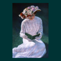 Elegant Victorian Lady, reading, decor art poster posters