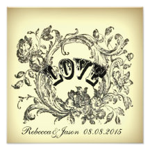 elegant victorian swirls flourish vintage wedding photo print