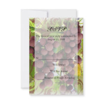 Elegant Vineyard Purple Grapes Wedding Small RSVP Custom Announcement