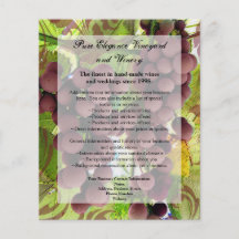 Elegant Vineyard Purple/Green Grapes Wedding Flyer Design