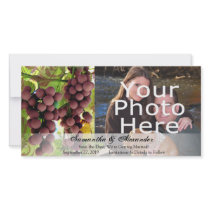 Elegant Vineyard Purple/Green Grapes Wedding Photo Card