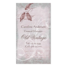 Elegant Vintage Birds and Antique Damask Business Cards