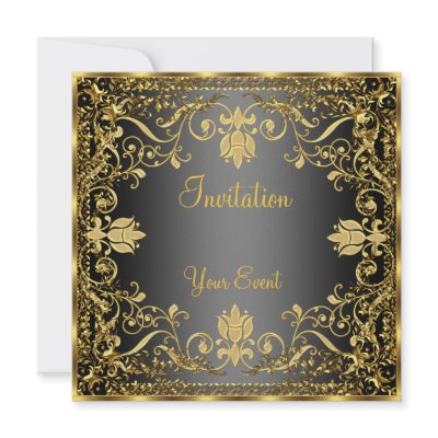 Elegant vintage Black and Gold Invitation by invitesnow