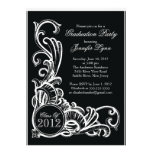 Elegant Vintage Black Graduation Party Invitation invitations