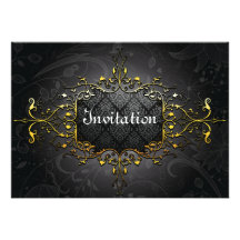 Elegant vintage black n gold invitation
