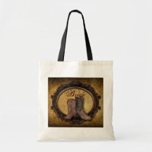 elegant vintage Cowboy Boots Country bride Tote Bag