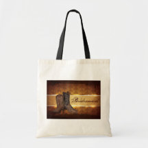 elegant vintage Cowboy Boots Country bridesmaid Tote Bags
