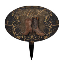 elegant vintage Cowboy Boots Country wedding Cake Picks